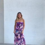 Vestido Sicilia Flores Fucsia - Macodesign