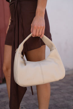 Cartera de cuero Cala Cream en beige crema, vista principal