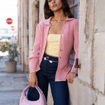 Cartera de cuero Cala Pink en rosado, vista exterior