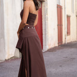 Falda larga Amaia color moro, vista frontal