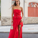 Falda larga Amaia roja, vista frontal