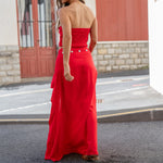 Top Amaia rojo sin tirantes, vista de espalda