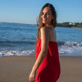 Vestido corto strapless Maré rojo, vista lateral