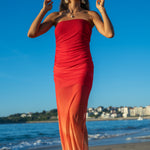 Vestido largo degradé Sunset rojo, vista principal