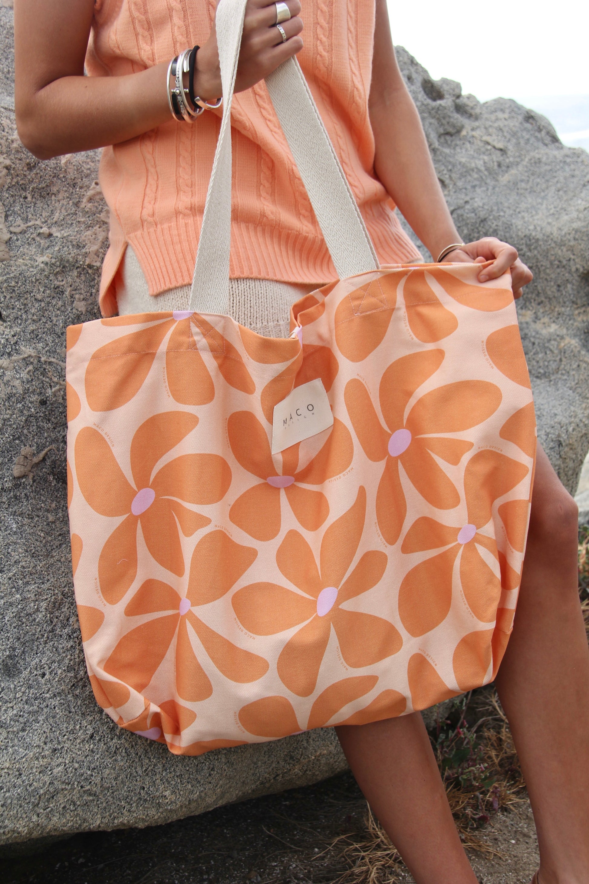 Bolso de Playa Orange Flowers - Macodesign