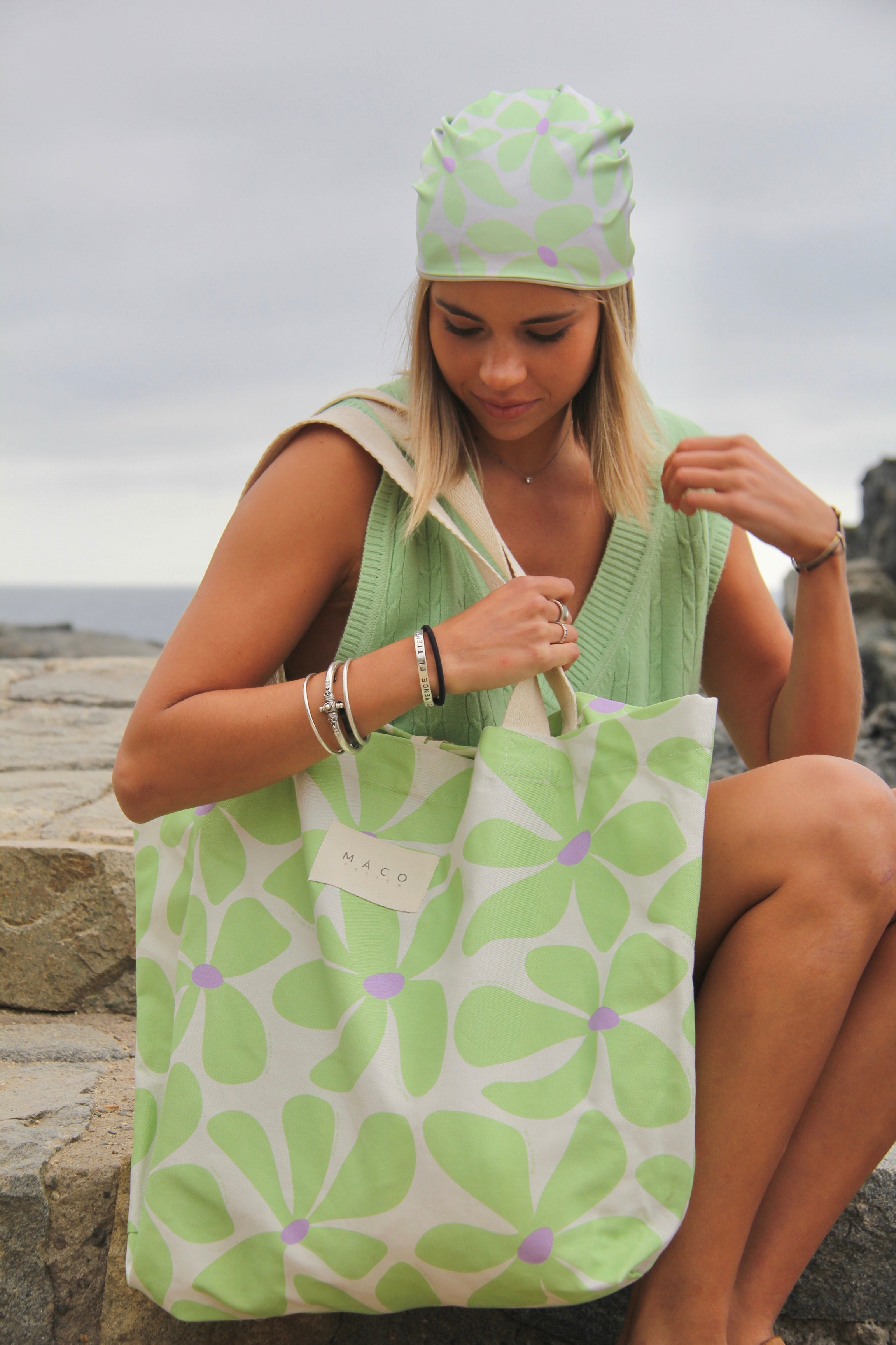 Bolso de Playa Green Flowers - Macodesign
