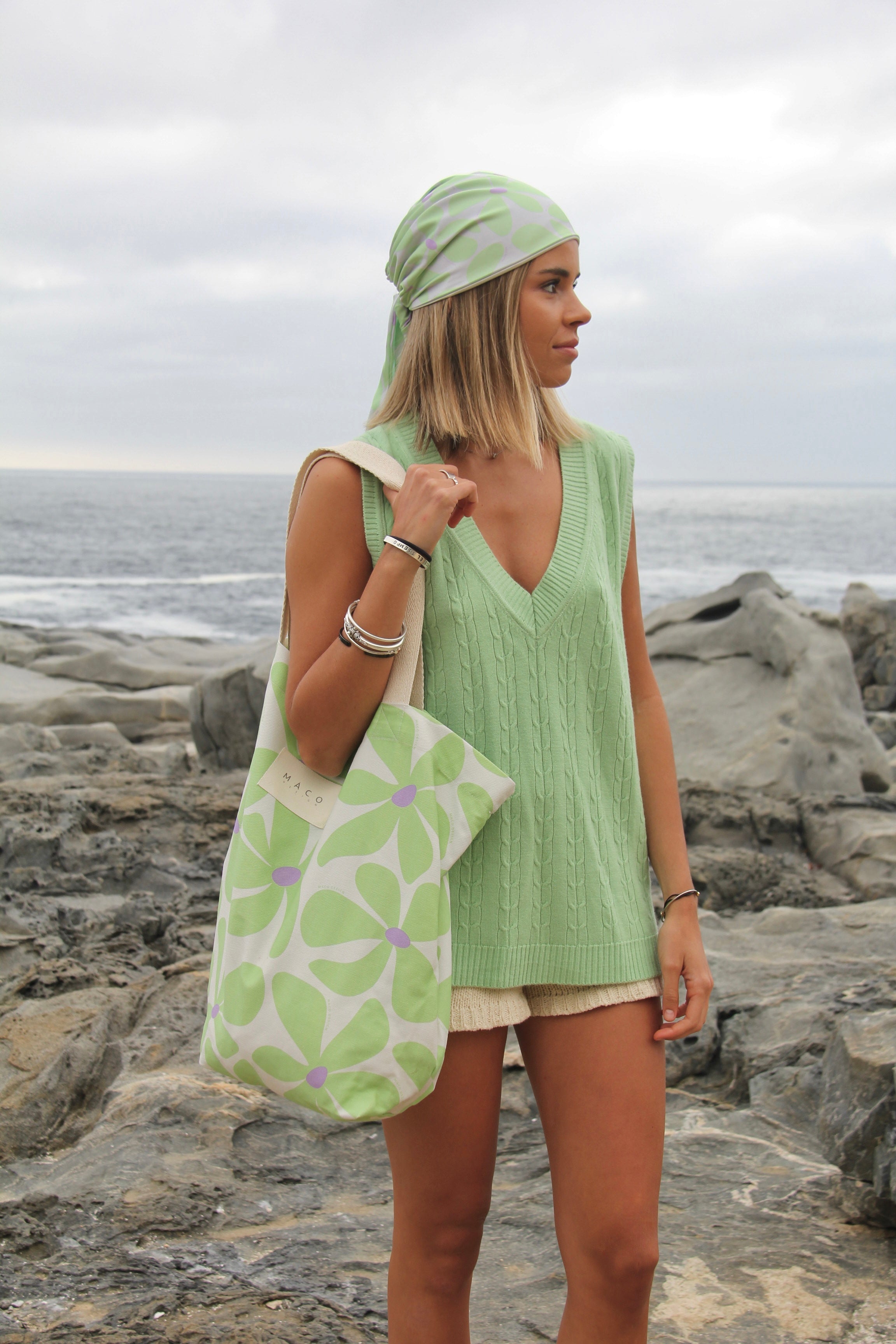 Bolso de Playa Green Flowers - Macodesign