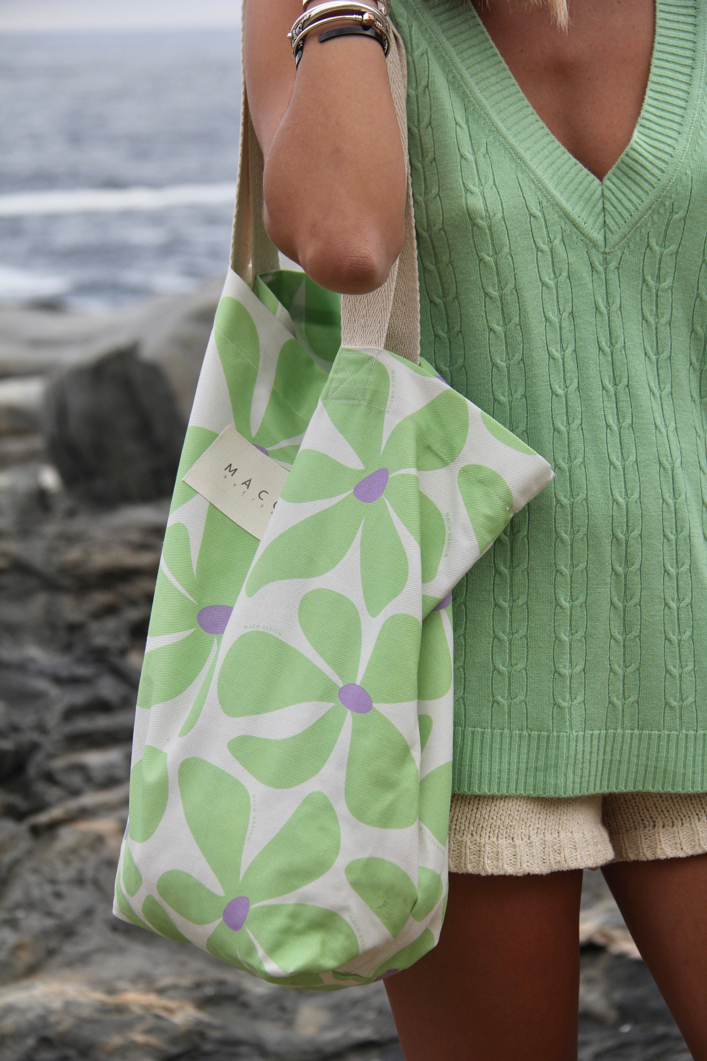 Bolso de Playa Green Flowers - Macodesign